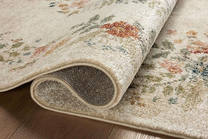 Loloi Rifle Paper Co. Laurel Collection LAU-01 Cream 5'-3" x 7'-8" Area Rug