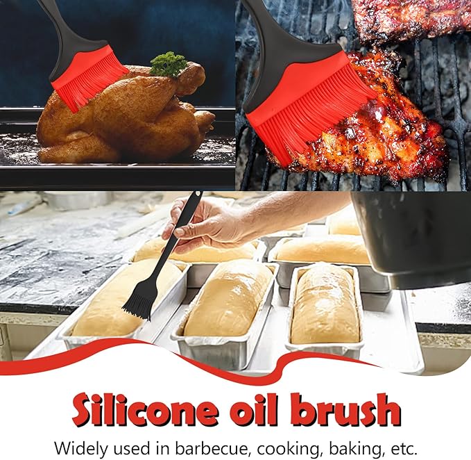 Realand Extra Large Silicone Basting Pastry Brush, 3.9in Wide Heat Resistant Silicone Basting Brush for Cooking Baking Grilling and Spreading Oil BBQ Sauce Butter Marinade, Dishwasher Safe, 3Pcs