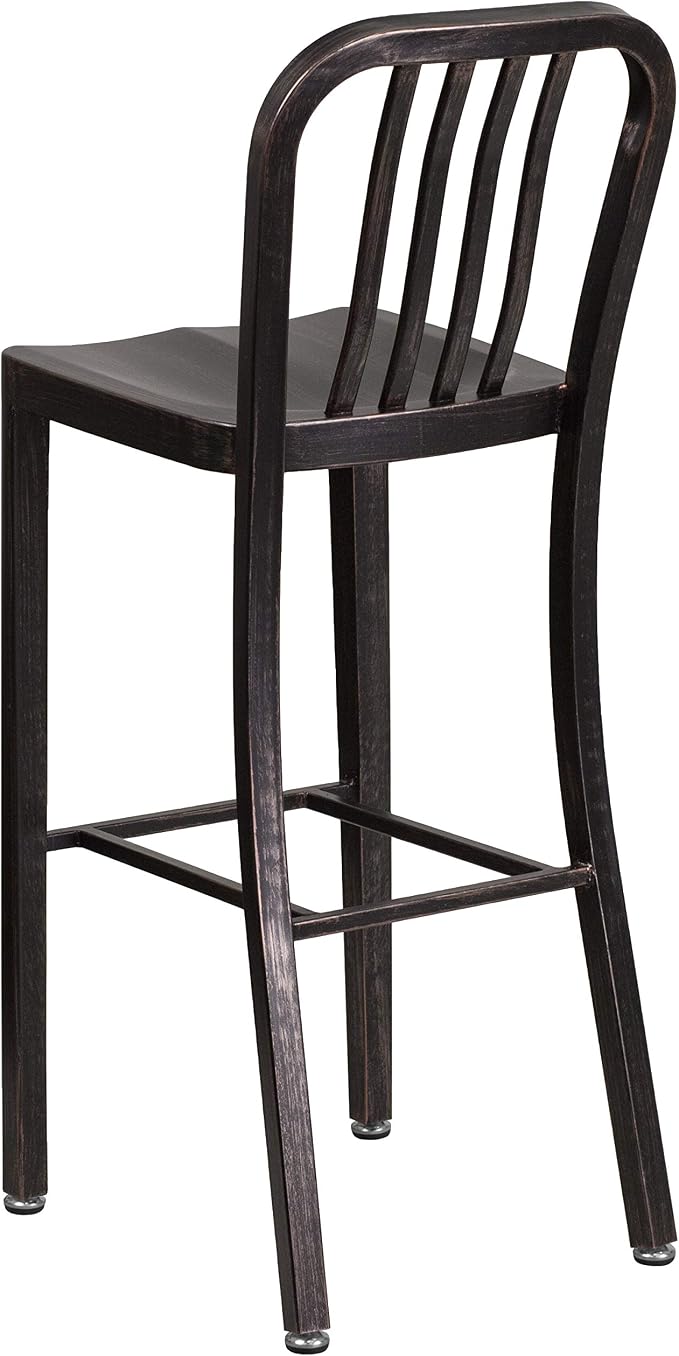 Flash Furniture Gael Commercial Grade 2 Pack 30" High Black-Antique Gold Metal