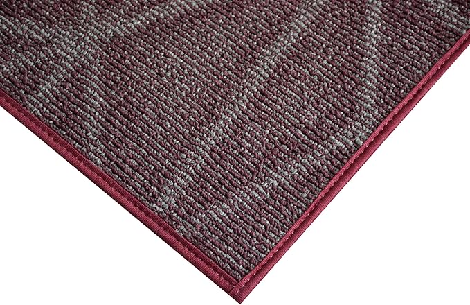 Furnish my Place Geometrical Pattern Indoor/Outdoor Refine Burgundy Abstract Area Rug, Doorway Mat, Contemporary Rug for Living Room, Entryway, Made in USA - 2' x 10' Oval
