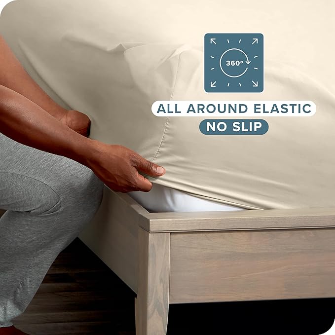 Bare Home 5-Pack Fitted Bottom Sheets Twin Extra Long - Premium 1800 Ultra-Soft Microfiber - Deep Pocket (Twin XL, Sand)