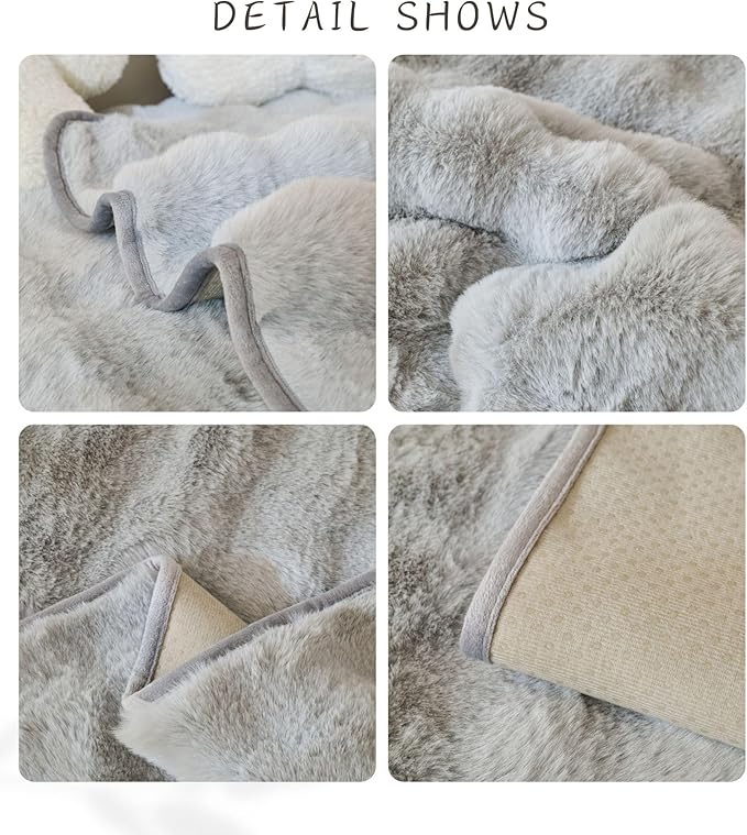 Faux Fur Couch Cover Fuzzy Soft Plush Thick Bubble Sofa Cover Luxury Sectional Couch Covers Luxury Anti-Slip Sofa Slipcover Washable Furniture Protector (Light Grey,36"x82")