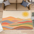 Boho Sun Area Rugs 3x4ft, Mosaic Sunburst Kids Bedroom Rug, Dotted Gradient Hills Bedside Rug Durable Non Slip for Cafe Living Room Under Table Boys Room Decor