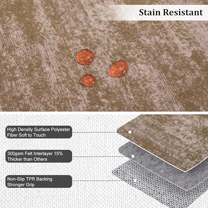 RUGSREAL 3x5 Bedroom Area Rug Solid Color Small Living Room Throw Rug Washable Area Rug Modern Contemporary Rug with Rubber Backing Throw Indoor Carpet for Living Room Bedroom Kids Room, 3' x 5' Taupe
