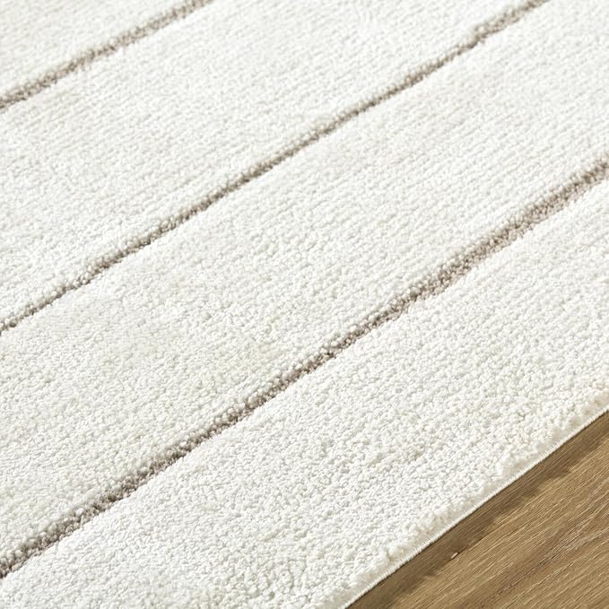 Livabliss x Our PNW Home Cascade Minimalist Striped Area Rug, 2'7" x 10', Striped Ivory/Taupe