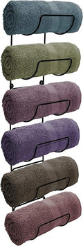 Sorbus Towel Rack Wall Mount – 6 Compartments of Black Metal Bathroom Towel Holder Set - Bathroom Organizer, for Gym Spa, Camper, Rv, Back of Door, Cabinet - Wine Rack Wall Mounted for Kitchen, Bar