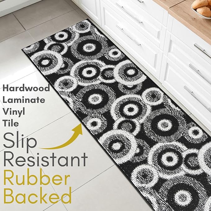 Custom Size Black Hallway Runner Rug | Cut to Length 2'3" x 12' (Runner) | Non-Slip & Machine Washable | REMNAZ