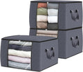 Fab totes Storage Bags,Clothes Blanket Storage Bins Foldable Closet Organizers with Reinforced Handle for Home Dorm Storage and Organization,Fabric Bags for Organizing Sheets,Clothing (Grey,3 Pack)