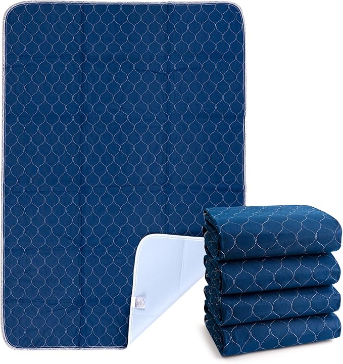 Alsunny® Waterproof Bed Pads 36x52 Inch(4Pack),Hide Stains Pads for Beds for Incontinence Adults,Non Slip Heavy Absorbency Bed Pads for Elderly,Bed Protector Pads,Reusable Bed Pads Washable Waterproof