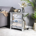 VINGLI Mirrored Nightstand Glass End Table, Mirrored Bedside Table