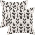 Boho Pillow Covers 24 x 24 Inch Pack of 2, Black and White Bohemian Ethnic Herringbone Pattern Decorative Throw Pillow Covers Vintage Linen Farmhouse Outdoor Pillowcase for Bedroom Home Sofa Decor