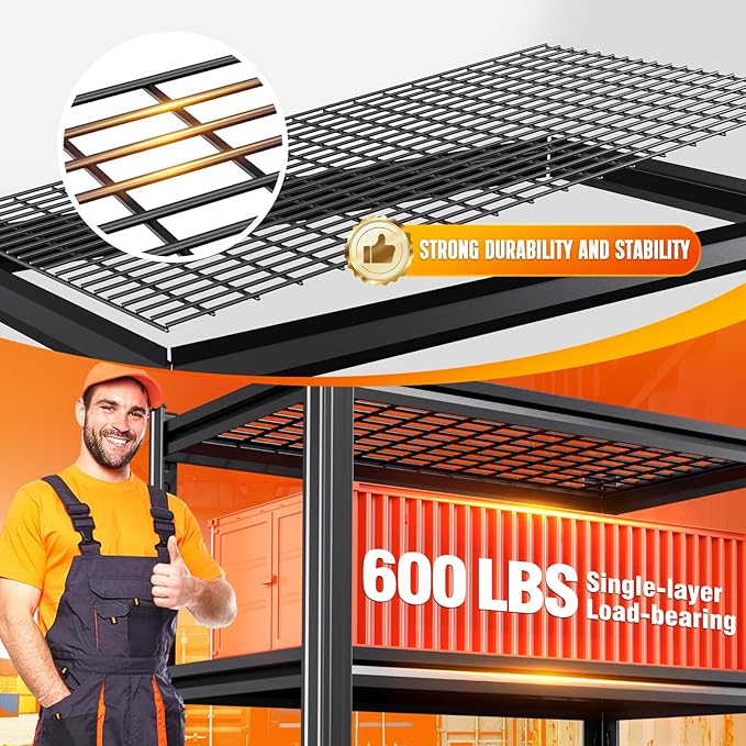 Storage Shelves,Adjustable Shelving Unit,5T Metal Garage Shelving,Heavy Duty Garage Storage Shelves, Quick-Install Wire Shelving Unit Utility Rack Shelf for Warehouse, Pantry72’H*59''W*19.7’D