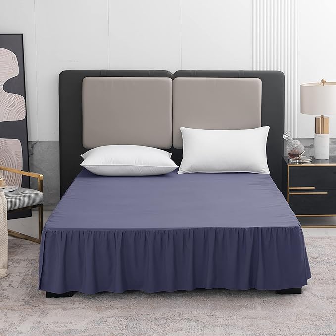 TSUTOMI Navy Blue Bed Skirt King Size Ruffled Bed Skirt with Split Corners, King Bed Skirt 18 Inch Drop, King Size Bed Skirt Navy Blue for Ruffled Bed Skirt with Split Corners, Bed Skirt King Size
