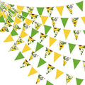 32Ft Yellow Green Pennant Banner Fabric Sunflower Butterfly Triangle Flag Bunting Garland for Spring Summer Party Decorations Birthday Wedding Baby Shower Tea Party Outdoor Garden Hanging Decorations