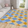 5x7 Rug Washable - Checkerboard Rugs for Living Room, Retro Geometric Non Slip Low Pile Area Rugs for Bedroom, Checkerboard Carpet Home Decor & Gifts