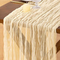 Socomi Beige Cheesecloth Table Runner Tulle Gauze Cheese clothBoho Rustic 120 inch 10FT Runner for Wedding Party Baby Shower Birthday Holiday Decorations 3pcs
