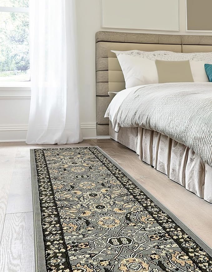 Unique Loom Espahan Collection Area Rug - Cape Cod (2' 2" x 8' 2" Runner, Dark Gray/ Black)