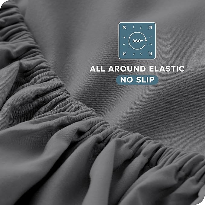Bare Home Split Queen Sheet Set - 1800 Ultra-Soft Microfiber - Double Brushed - Deep Pockets - Easy Fit - 5 Piece Set - Bedding Sheets & Pillowcases (Split Queen, Grey)