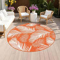 Pauwer Waterproof Outdoor Rug 6ft, Reversible Plastic Straw Patio Camping Rug, Indoor Outdoor RV Mat Carpet for Deck, Camper, Porch, Balcony, Backyard, Picnic, Leaf Orange