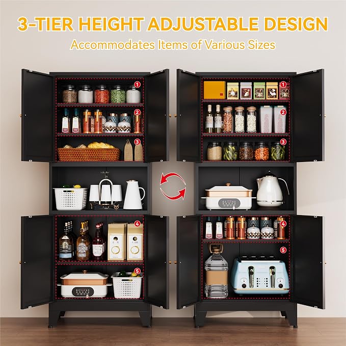 YAUWOH 69" Tall Metal Pantry Cabinet