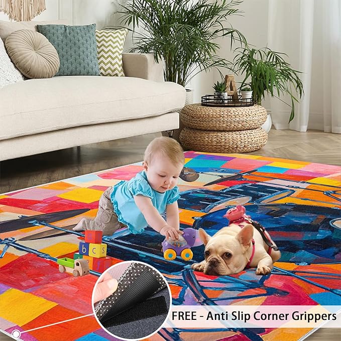 2x3 Drum Set Rugs for Entryway - Abstract Art Small Area Rugs, Pop Art Laundry Room Carpet Non Slip Accent Throw Rug for Bathroom Kitchen Sink Front Door