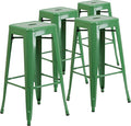 Flash Furniture Lily 4 Pack Commercial Grade 30" High Backless Green Metal