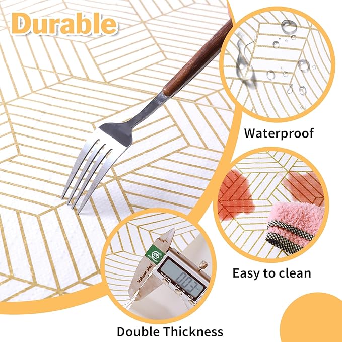 Shelf Liners for Kitchen Cabinets Non Adhesive Shelf Liner Paper Non-Slip Thickened Drawer Liner Easy to Clean for Tool Box Refrigerator with Knife and Tape Measure, Gold Geometric, 23.6 x 354.3 in