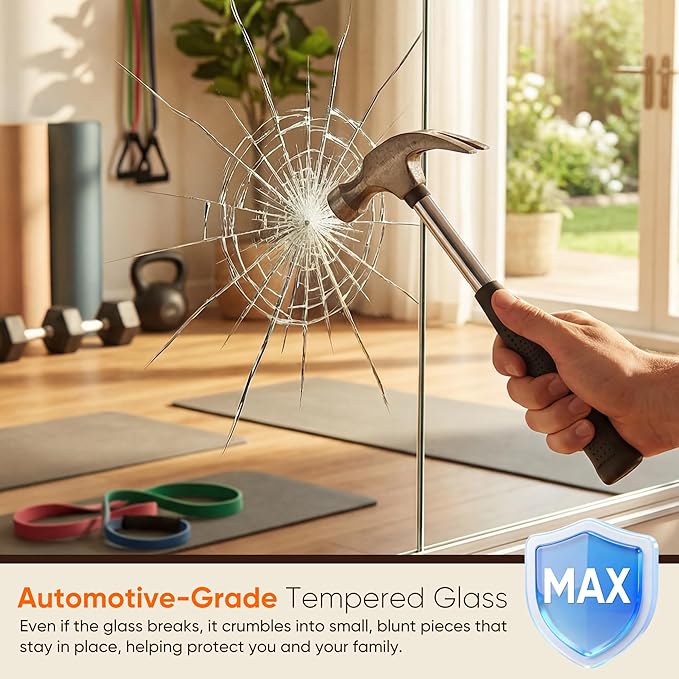 Antok Home Gym Mirror 58"x30" 2PCS, Large Full Length Wall Mounted Mirrors, Frameless Tempered Glass Full Body Mirror for Gym Yoga Dance Studio Garage Bedroom & Bathroom