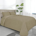 Easy-Going King Size Reversible Quilt Set with 1 Quilt and 2 Pillow Shams, Soft Bed Quilt Cover, Water Resistant Lightweight Microfiber Bedspread, Stain Resistant, Damask-Beige/Beige