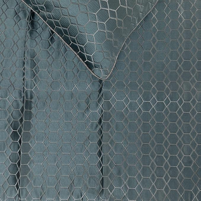 The HomeCentric King Queen Twin Blue Luxury Full 68"x18" Bed Runner with Pillow Cover, Hexagon Pattern Bed Scarf on Jacquard Fabric - Hexagon Lagoon