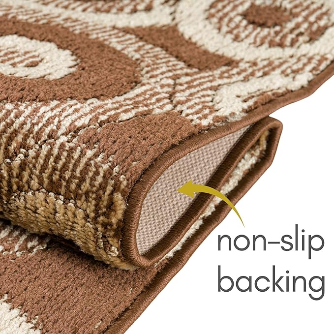 Custom Size Brown Hallway Runner Rug | Cut to Length 2'3" x 10' (Runner) | Non-Slip & Machine Washable | REMNAZ