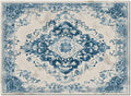 Blue Bohemian Rectangular Area Rugs for Living Room Bedroom 4 x 6 ft Vintage Farmhouse Floral Pattern Non-Shedding Soft Low Pile Rug Non Slip Washable Rug for Nursery Entryway Playroom