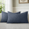 a moment Dark Blue Chenille Throw Pillow Covers 12x20 Inch Pack of 2 Modern Decorative Throw Pillow Covers Farmhouse Cross Covers Home Decor for Sofa Bedroom Living Room
