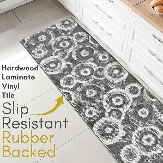 21 ft Extra Long Grey Hallway Runner Rug | Non-Slip & Machine Washable | Custom Cut to Size 2'3" x 21' (Runner) | REMNAZ