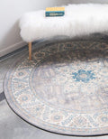 Unique Loom Salzburg Collection Classic Traditional Design Oriental Inspired Border Area Rug (8' 0 x 8' 0 Round, Gray/Beige)