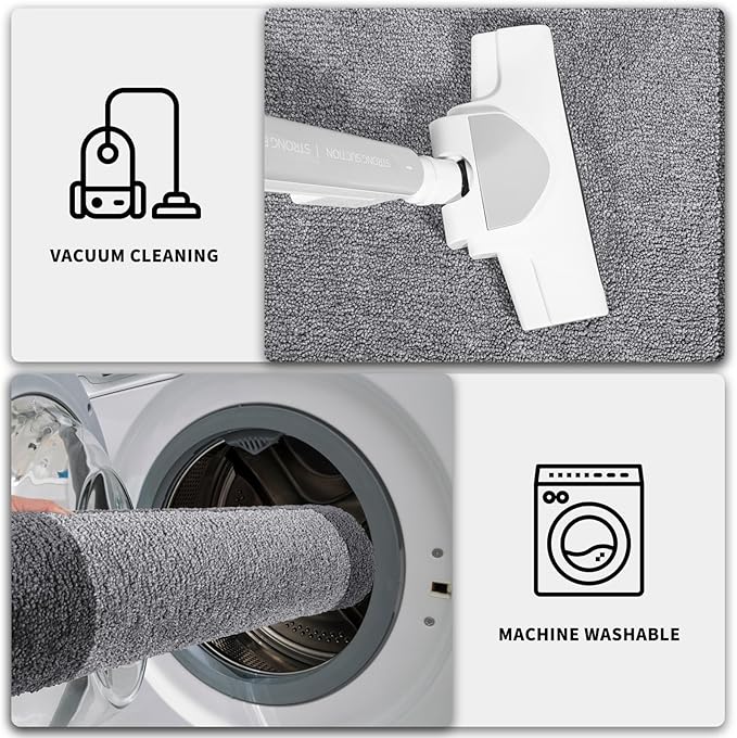 PURRUGS Dirt Trapping Door Mat 24" x 84", Non-Slip/Skid Machine Washable Entryway Rug, Shoes Scraper, Throw Rug, Super Absorbent Area Rug for Muddy Wet Shoes and Paws, Light Grey & Grey