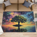 3x6 Tree of Life Bedroom Rug Under Bed - Galaxy Tree Kids Room Rugs, Dreamlike Starry Sky Bedroom Runner Rug Soft Washable for Living Room Kitchen