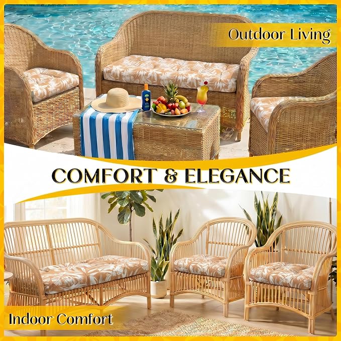 1 MIDDLE ONE Wicker Chair Cushions 3 Pieces Set