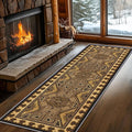 Brown Geometric Runner Rug, 2x6ft Hallway Runner Washable Rug, Corridor & Foyer High-Traffic Rugs, Indoor Durable Non-Slip Mat, Vintage Southwestern Decorative Home Carpet