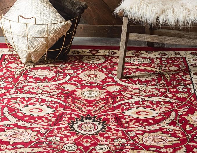 Unique Loom Espahan Collection Area Rug - Cape Cod (4' 1" x 6' 1" Rectangle, Red/ Beige)