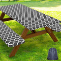 Smiry Picnic Table Cover with Bench Covers, Waterproof Elastic Fitted Tablecloth for 6 Foot Tables, Washable Polyester Tablecloths for Camping, Indoor & Outdoor (Dark Grey, 30x72 Inch 3-pc Set)