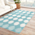 Aqua and White Rug, 4x7 Rug, Blue Rugs for Entryway, Geometric Large Area Rug, Washable Rug Non Slip Soft Indoor Carpet, Kids and Pets Friendly, Aqua and White Home & Room Decor