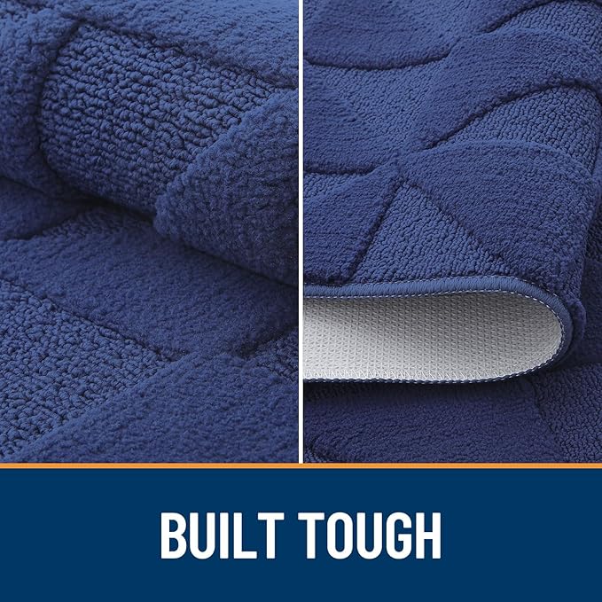 OLANLY Door Mats Indoor, Non-Slip, Absorbent, Dirt Resist, Entrance Washable Mat, Low-Profile Inside Entry Doormat for Entryway (36x24 inches, Navy)