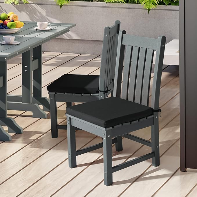 WestinTrends Solace Outdoor Patio Kitchen Dining Chair Square Seat Cushions Set of 4, 20 x 20, Black