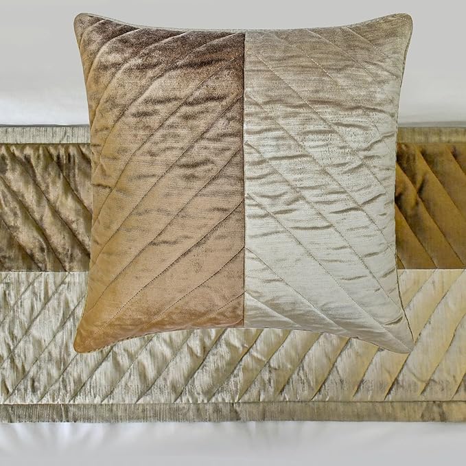 The HomeCentric King/Queen/Twin Brown Decorative Bed Runner Queen 74"x18" Bed Runner Without Pillow Cover, Solid, Chevron, Patchwork, Quilted Bed Scarf on Velvet Fabric - Plush Divide
