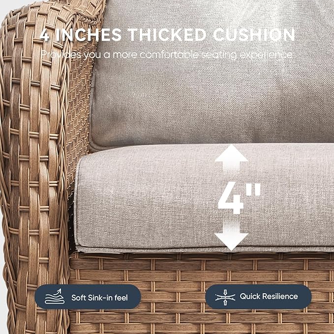 Outdoor Chair Cushions for Patio Furniture - 1 Pack Outside High Back Comfortable Thickened Pillow 22x24 with Zipper Cover for Wicker Rocking Swivel Chairs Loveseat Sofa – Beige/Crescent