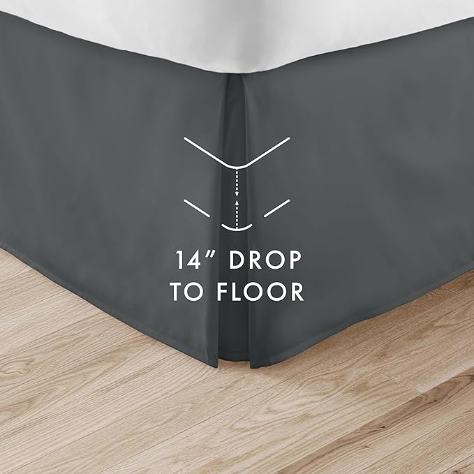 Linen Market Bed Skirt - Ultra Soft Microfiber - Easy Fit with 14 Inch Tailored Drop - Hotel Quality, Shrinkage & Fade Resistant - Bed Cover - Cal King Bed Skirt - Bedroom Décor - (Cal King, Gray)