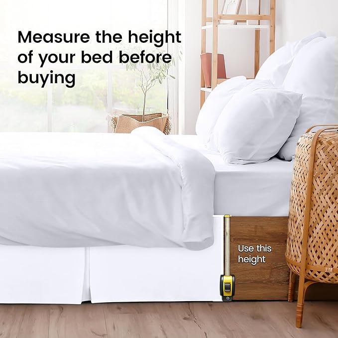Utopia Bedding California King Bed Skirt - Soft Quadruple Pleated Ruffle - Easy Fit with 16 Inch Tailored Drop - Hotel Quality, Shrinkage and Fade Resistant (Cal King, White)