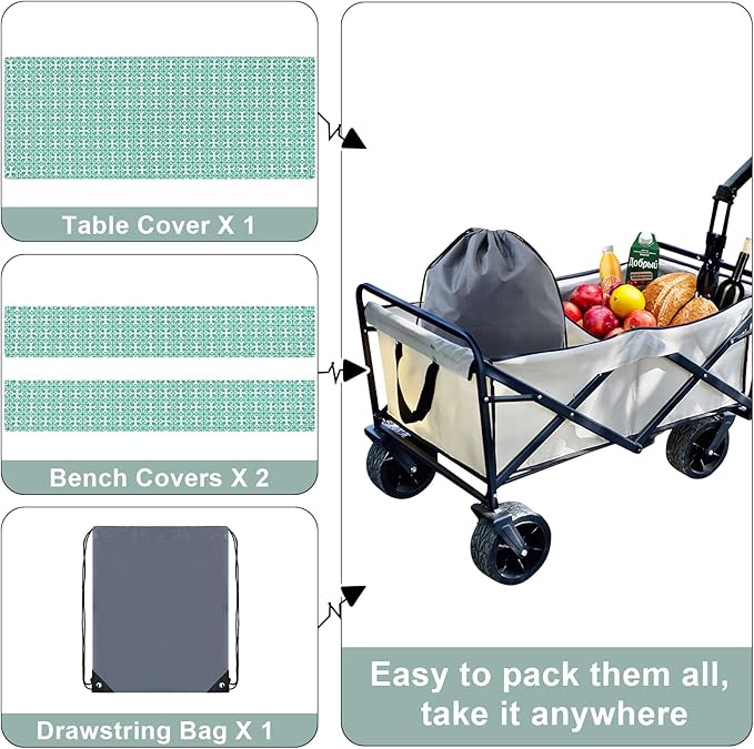 misaya Picnic Table Cover with Bench Cover, Waterproof Elastic Fitted Tablecloth for 8 Foot Tables, Rectangle Washable Polyester Tablecloths for Picnic, Camping, Outdoor (Teal, 30" x 96")