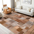 Patchwork Rug Small, Washable 2x3 Throw Rug for Entryway, Geometric Brown Patterned Indoor Door Mat, Patchwork Decor for Home, Bedroom, Soft Non Slip Thin Design FER2